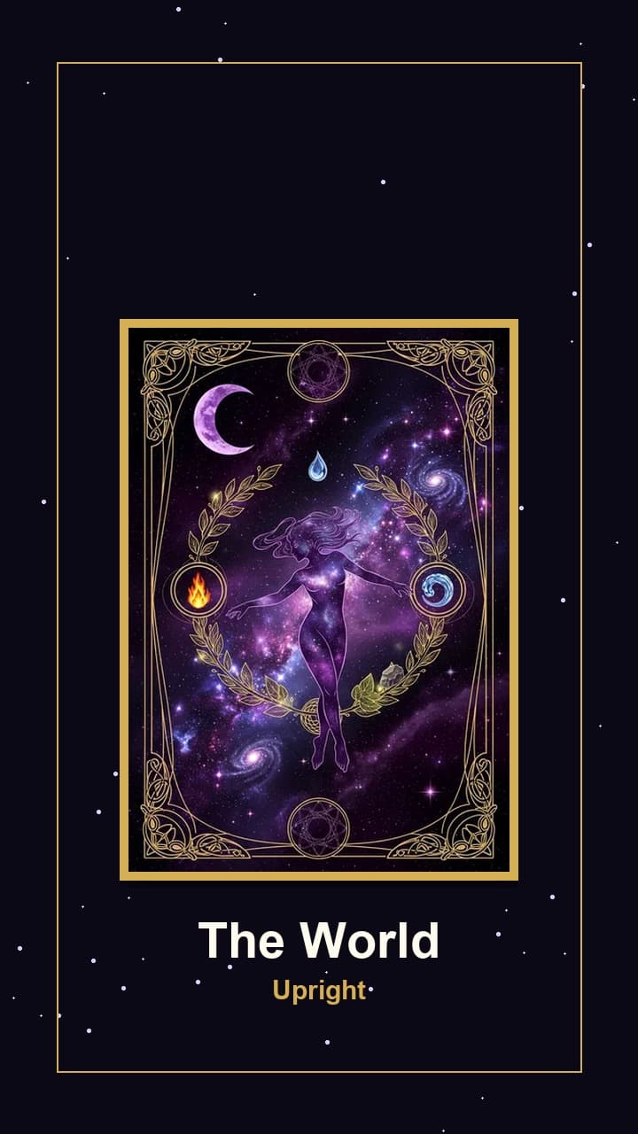 The World upright tarot thumbnail for August 15, 2026
