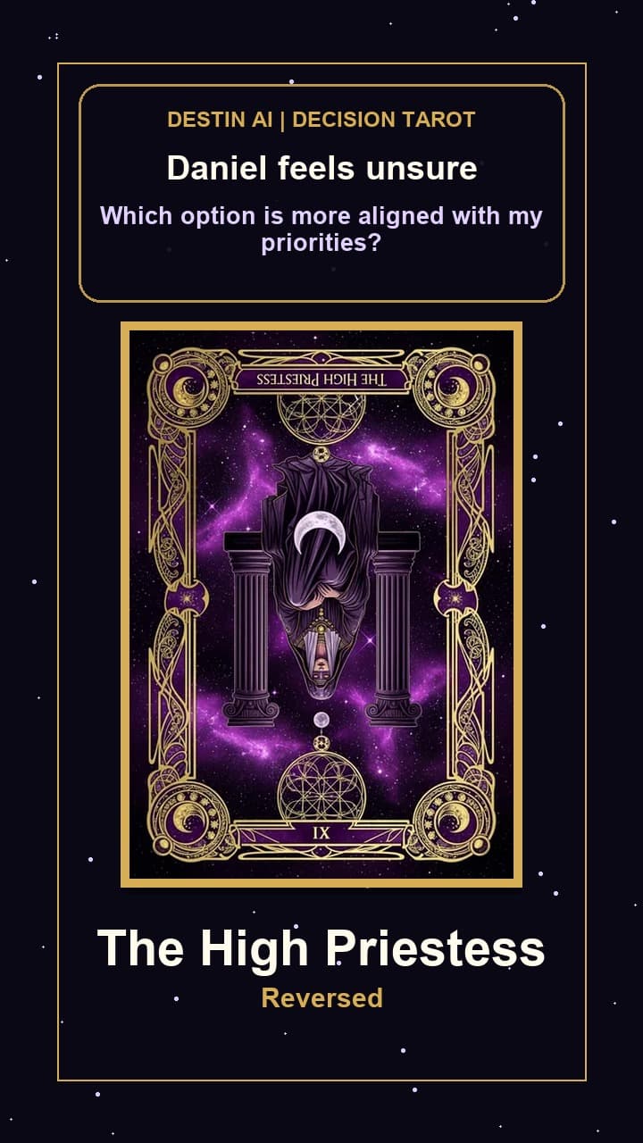 Which option is more aligned with my priorities? — The High Priestess reversed