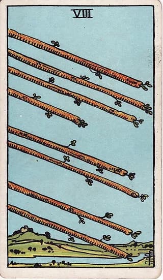 Eight of Wands tarot card used in a will they contact me reading example
